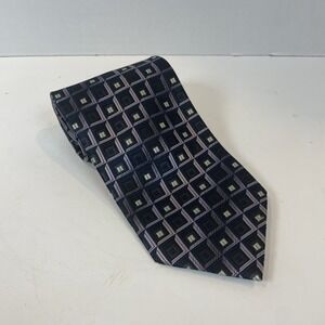 ROBERTO VILLINI Necktie 100% Silk Couture Men's Designer Geometric‎ Purple/blue